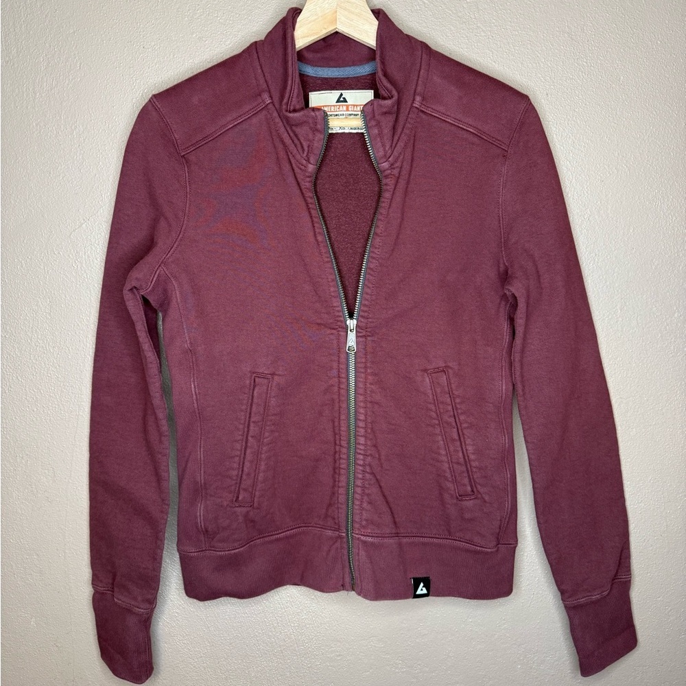 American Giant Burgundy Full Zip Heavyweight Sweatshirt Size XS Outerwear Comfy - Picture 2 of 16